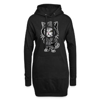 Chat en colère agacé dans un sweat à capuche élégant - Sweat-shirt à capuche long Femme - noir - Devant