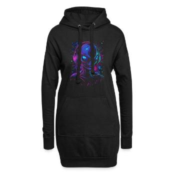 Alien DJ Alien Festival avec casque UFO - Sweat-shirt à capuche long Femme - noir - Devant