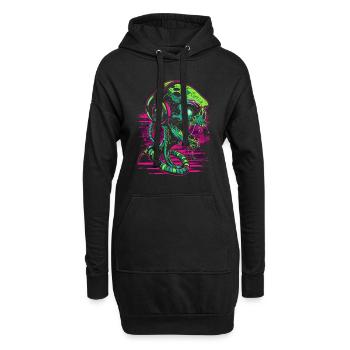 Außerirdischer DJ mit Kopfhörer Festival Alien UFO - Hoodie-Kleid - Schwarz - Vorne