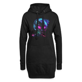 Festival Alien DJ avec casque Alien UFO - Sweat-shirt à capuche long Femme - noir - Devant