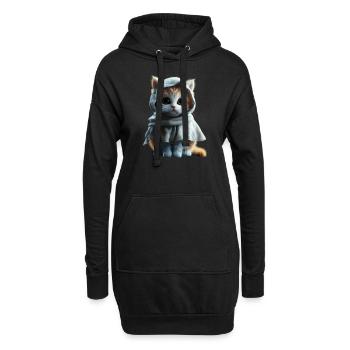Chaton au look fantôme - Design mignon d’Halloween - Sweat-shirt à capuche long Femme - noir - Devant