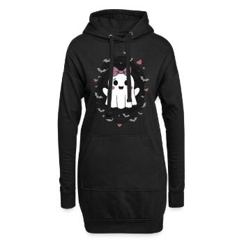 Fantôme mignon avec des chauves-souris - Sweat-shirt à capuche long Femme - noir - Devant