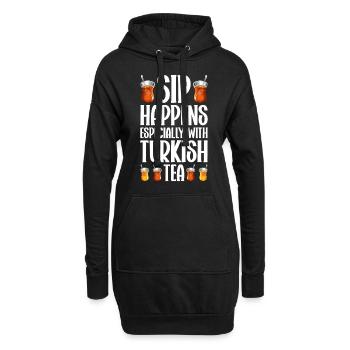 Thé turc Chai Türk Çayi Amoureux de la dinde - Sweat-shirt à capuche long Femme - noir - Devant