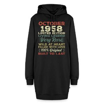 1958 Oktober 1958 Geburtstag Oktober 1958 Original - Hoodie-Kleid - Schwarz - Vorne