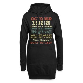 1988 Oktober 1988 Geburtstag Oktober 1988 Original - Hoodie-Kleid - Schwarz - Vorne