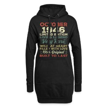 1946 Oktober 1946 Geburtstag Oktober 1946 Original - Hoodie-Kleid - Schwarz - Vorne