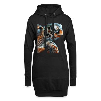 Tortue marine - Sweat-shirt à capuche long Femme - noir - Devant