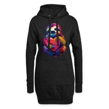 Faultier - Hoodie-Kleid - Schwarz - Vorne
