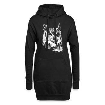 Eule - Hoodie-Kleid - Schwarz - Vorne