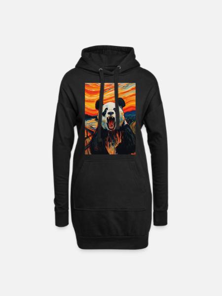 Panda - Hoodie-Kleid - Schwarz