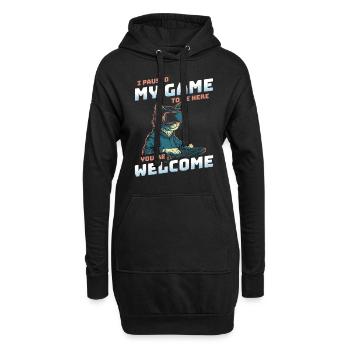 I just paused my game to be here - Katze am Zocken - Hoodie-Kleid - Schwarz - Vorne
