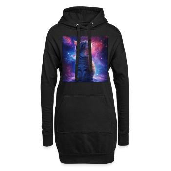 Katze - Hoodie-Kleid - Schwarz - Vorne