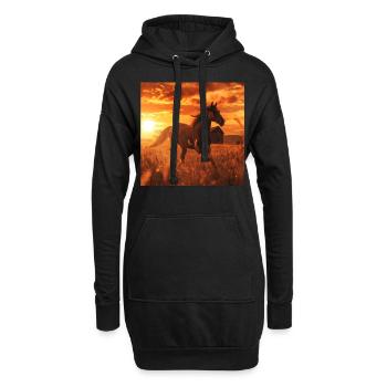 Pferd - Hoodie-Kleid - Schwarz - Vorne