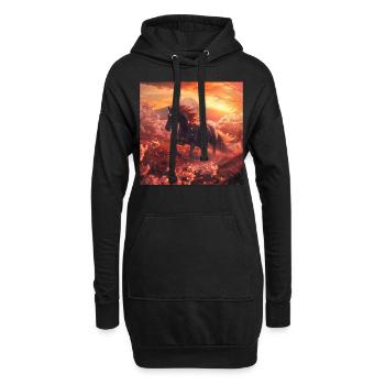 Pferd - Hoodie-Kleid - Schwarz - Vorne