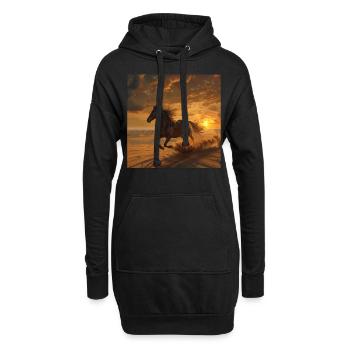 Pferd - Hoodie-Kleid - Schwarz - Vorne