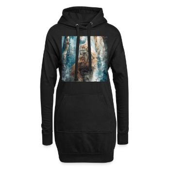 Katze - Hoodie-Kleid - Schwarz - Vorne