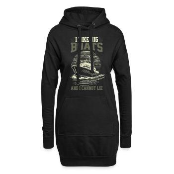 I Like Big Boats And I Cannot Lie – Yacht Skizze - Hoodie-Kleid - Schwarz - Vorne