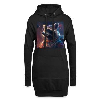 Raton laveur - Sweat-shirt à capuche long Femme - noir - Devant