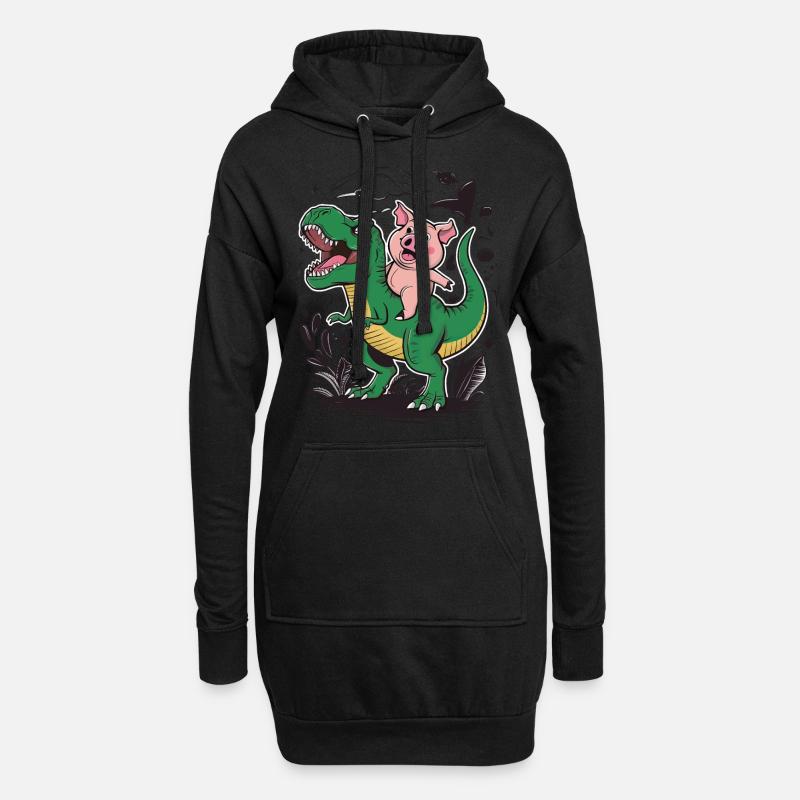 Cochon - Sweat-shirt à capuche long Femme - noir