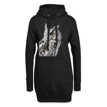 Eule - Hoodie-Kleid - Schwarz - Vorne