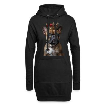 Bouledogue français - Sweat-shirt à capuche long Femme - noir - Devant