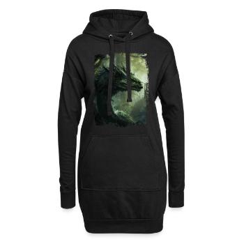 Drachen - Hoodie-Kleid - Schwarz - Vorne
