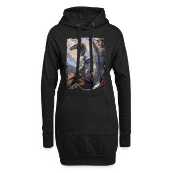 Drachen - Hoodie-Kleid - Schwarz - Vorne