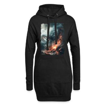 Drachen - Hoodie-Kleid - Schwarz - Vorne