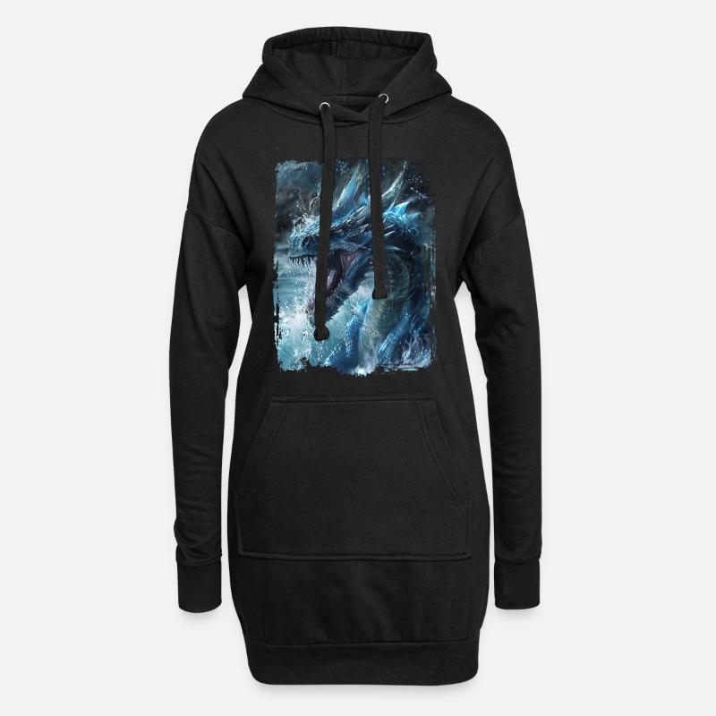 Drachen - Hoodie-Kleid - Schwarz