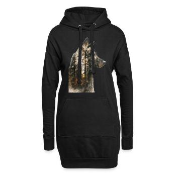 Alaskan Malamute - Hoodie-Kleid - Schwarz - Vorne