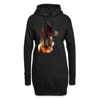 Border Collie - Sweat-shirt à capuche long Femme - noir - Devant