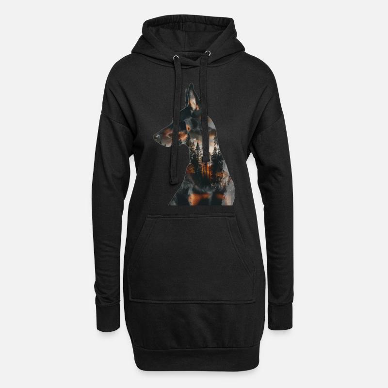 Dobermann - Hoodie-Kleid - Schwarz