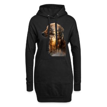 Golden retriever - Sweat-shirt à capuche long Femme - noir - Devant