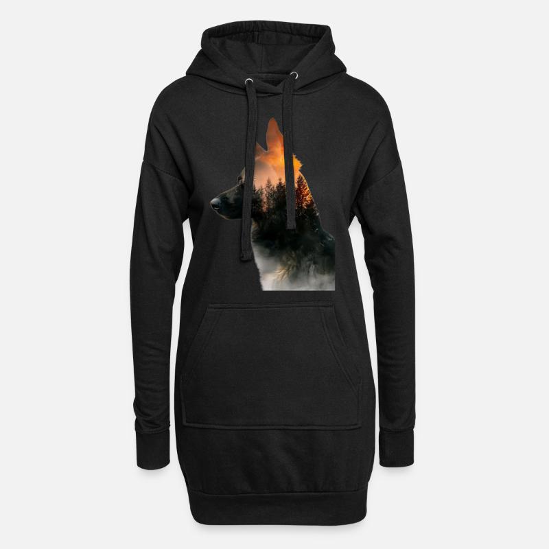 Deutscher Schäferhund - Hoodie-Kleid - Schwarz