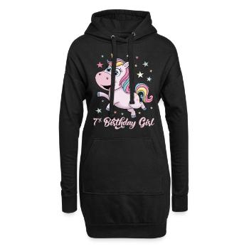 Licorne drôle 7e anniversaire fille - Sweat-shirt à capuche long Femme - noir - Devant