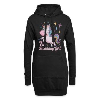 Licorne drôle 7e anniversaire fille - Sweat-shirt à capuche long Femme - noir - Devant