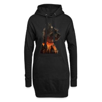 Yorkshire Terrier - Hoodie-Kleid - Schwarz - Vorne
