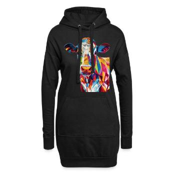 Kuh - Hoodie-Kleid - Schwarz - Vorne