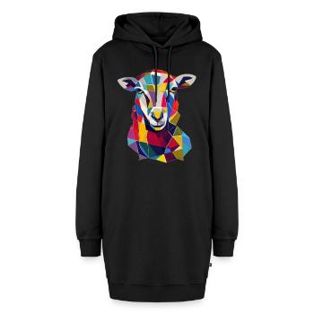 Schaf - Hoodie-Kleid - Schwarz - Vorne
