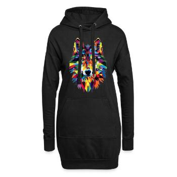 Loup - Sweat-shirt à capuche long Femme - noir - Devant
