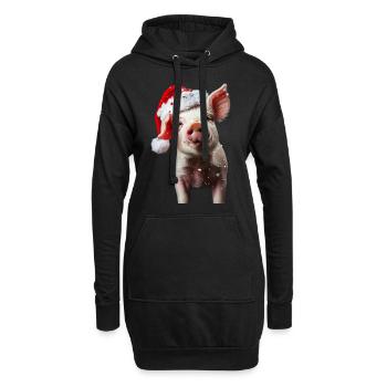 Schwein - Hoodie-Kleid - Schwarz - Vorne