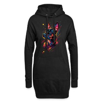 Chien - Sweat-shirt à capuche long Femme - noir - Devant