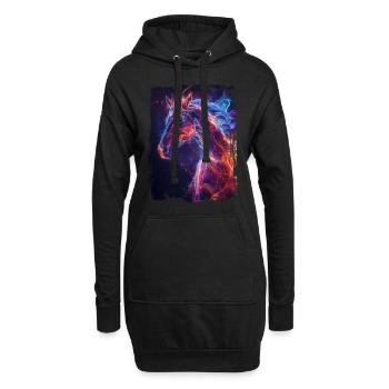 Pferd - Hoodie-Kleid - Schwarz - Vorne