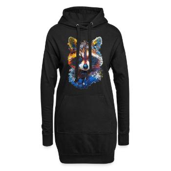 Raton laveur - Sweat-shirt à capuche long Femme - noir - Devant