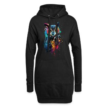 Eule - Hoodie-Kleid - Schwarz - Vorne