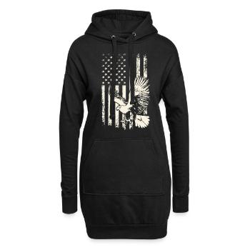 Fliegender Weißkopfseeadler USA Stolz – 4. Juli - Hoodie-Kleid - Schwarz - Vorne