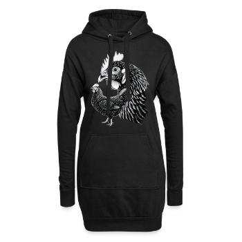 Huhn - Hoodie-Kleid - Schwarz - Vorne