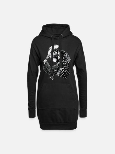 Huhn - Hoodie-Kleid - Schwarz