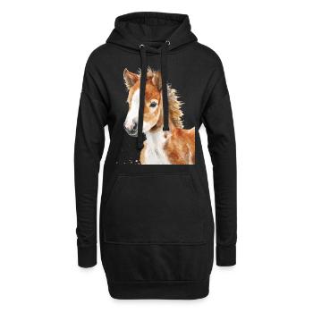 Pferd - Hoodie-Kleid - Schwarz - Vorne