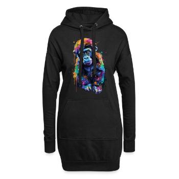 Gorille - Sweat-shirt à capuche long Femme - noir - Devant